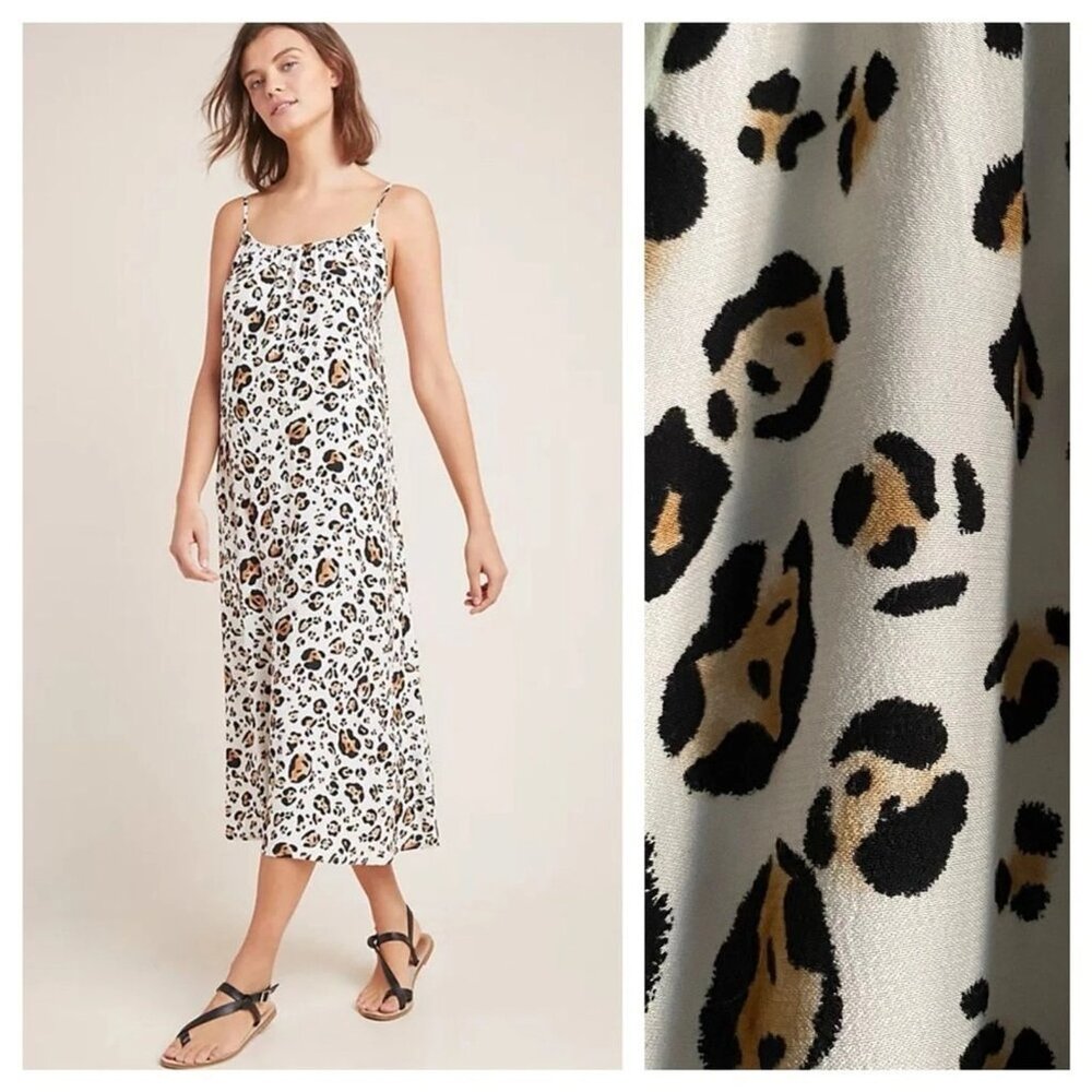 Anthropologie Corey Lynn Calter Leopard Print Arabella Midi Tank Dress Size XS